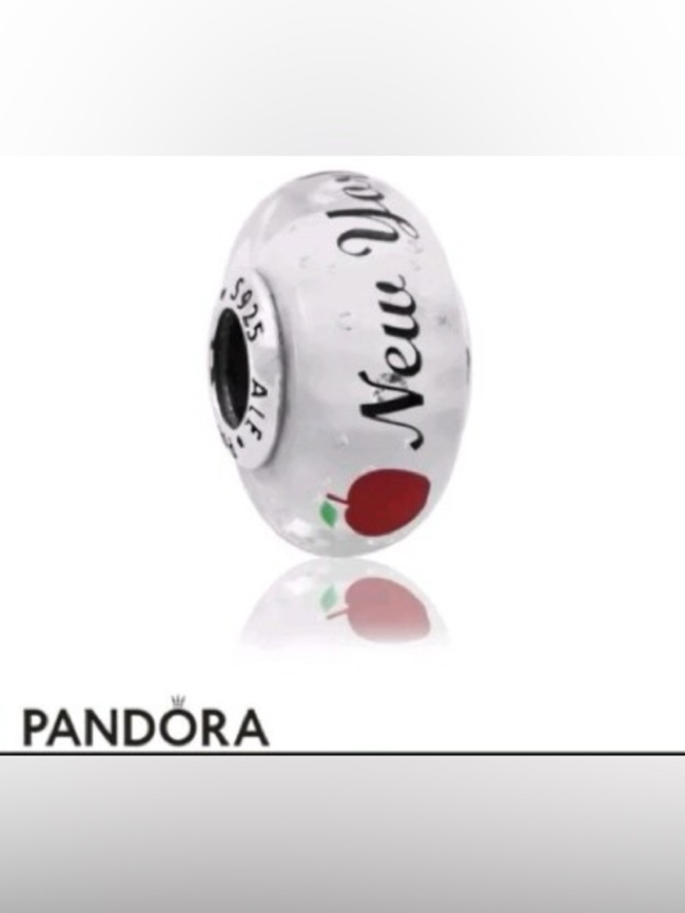Rare Genuine Pandora New York Exclusive White Effervescence Murano Glass Charm